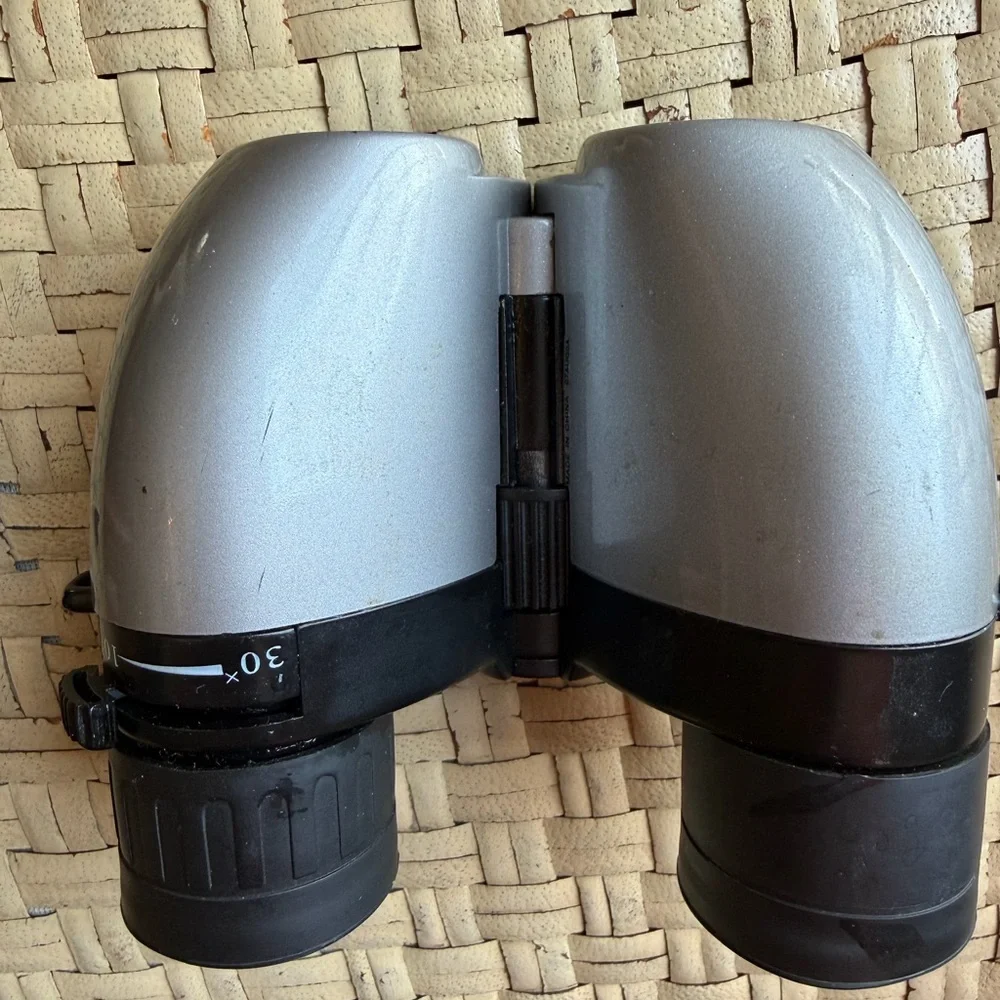 Compact Silver and Black Binoculars Sharper Image